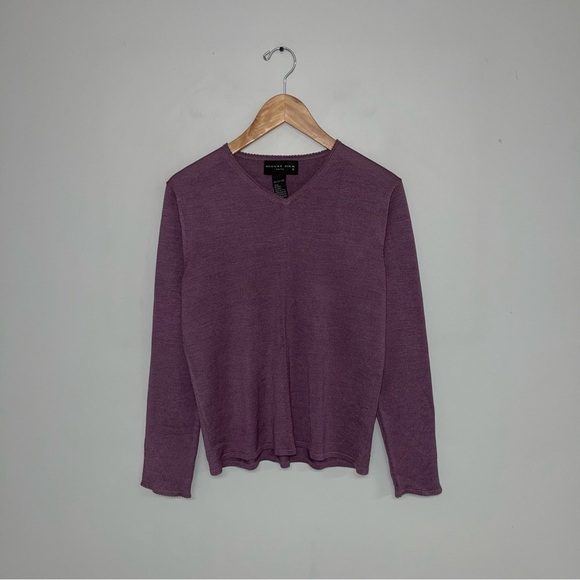 August Silk 100% Silk Sweater Women's Size Large Muted Purple Dark Lilac Vintage - Picture 2 of 7
